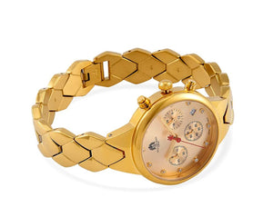 WILLIAM HUNT Japan Movt. Gold Dial 5 ATM Water Resistant Moissanite Watch with Stainless Steel Chain Strap