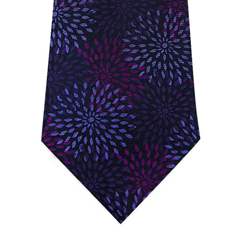 Purple with Lilac Pattern Silk Tie Long