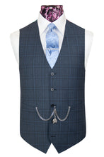 The Bradbury Slate Grey Suit with Sky Blue and Grey Overcheck Waistcoat 