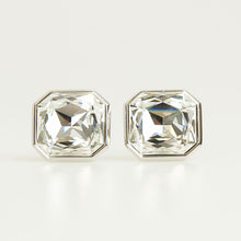 Clear Crystal Square Cufflinks Front