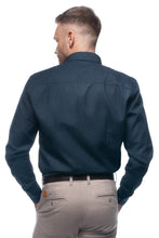Denim cotton oxford shirt with button down collar