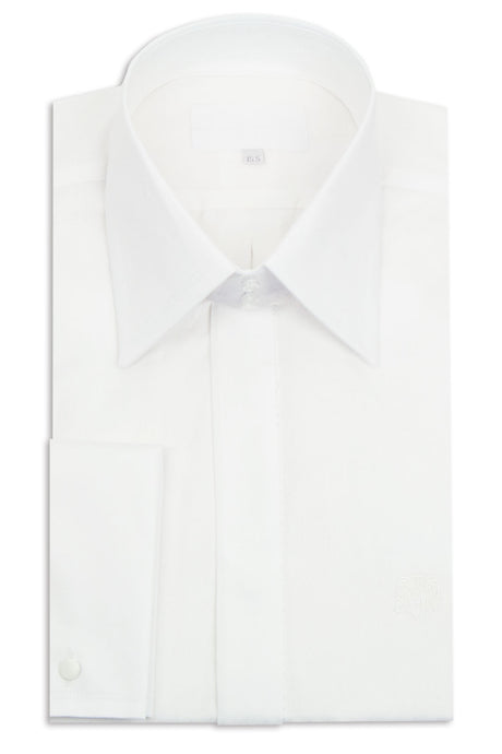 White Criss-Cross Forward Point Collar Shirt