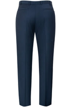 William Hunt Savile Row Classic navy flat fronted blue trousers back view