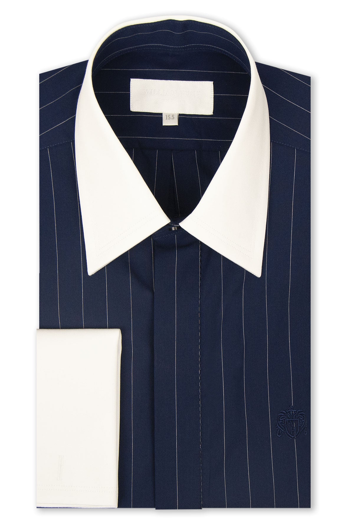 Midnight Blue Pinstripe White Forward Point Collar Shirt William Hunt Savile Row Midnight Blue Pinstripe White Forward Point Collar Shirt William Hunt Savile Row