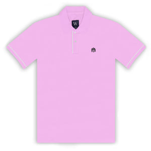 Pink Polo with White Piped Cuff
