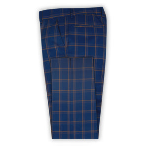 Navy with Chocolate Check Trouser