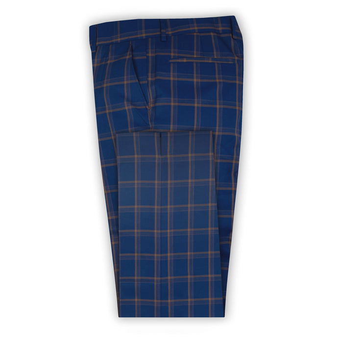 Navy with Chocolate Check Trouser