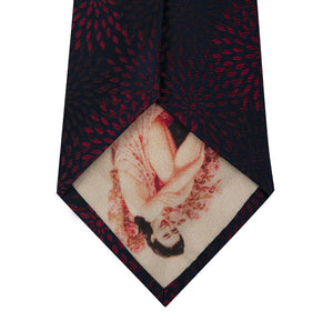 Navy with Red Pattern Silk Tie Back