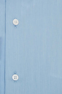 Sky Blue Cutaway White Collar Shirt with Faint Stripe Close