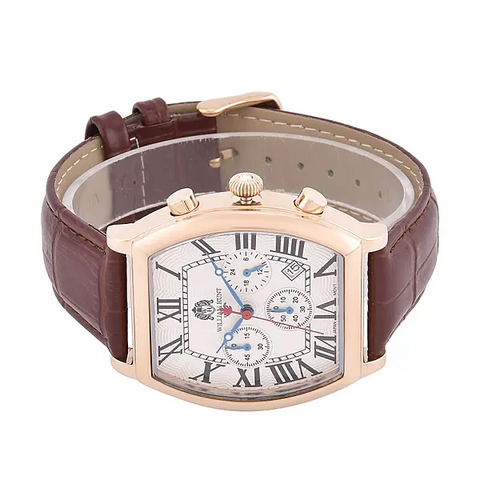 Brown Japanese Movement Pink Dial 5 ATM Water Resistant White Crystal Studded Watch