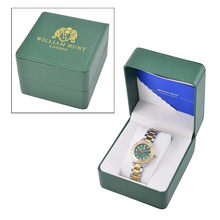 William Hunt Miyota Japanese Movement Moissanite Studded Green Dial Water Resistant Watch with Two-Tone Chain Strap