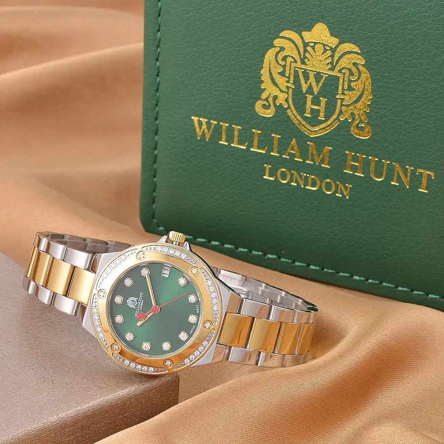 William Hunt Miyota Japanese Movement Moissanite Studded Green Dial