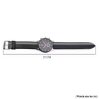 Black and Grey Leather Strap Stainless Steel Watch