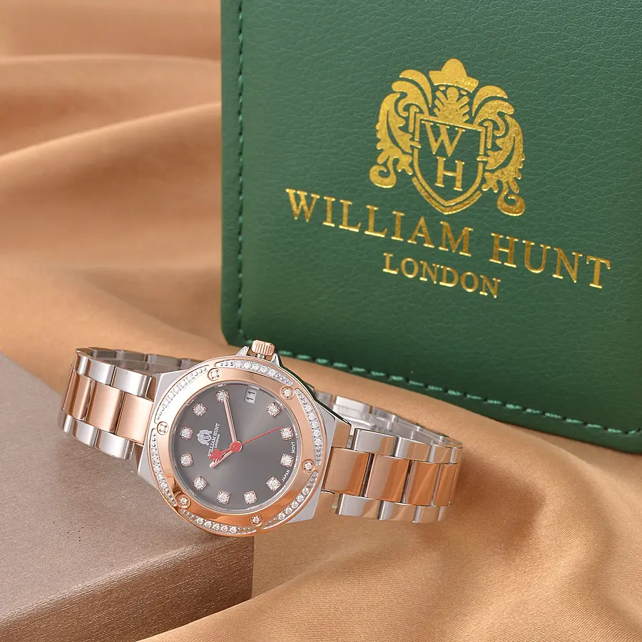 William Hunt Miyota Japanese Movement Moissanite Studded Rose Gold