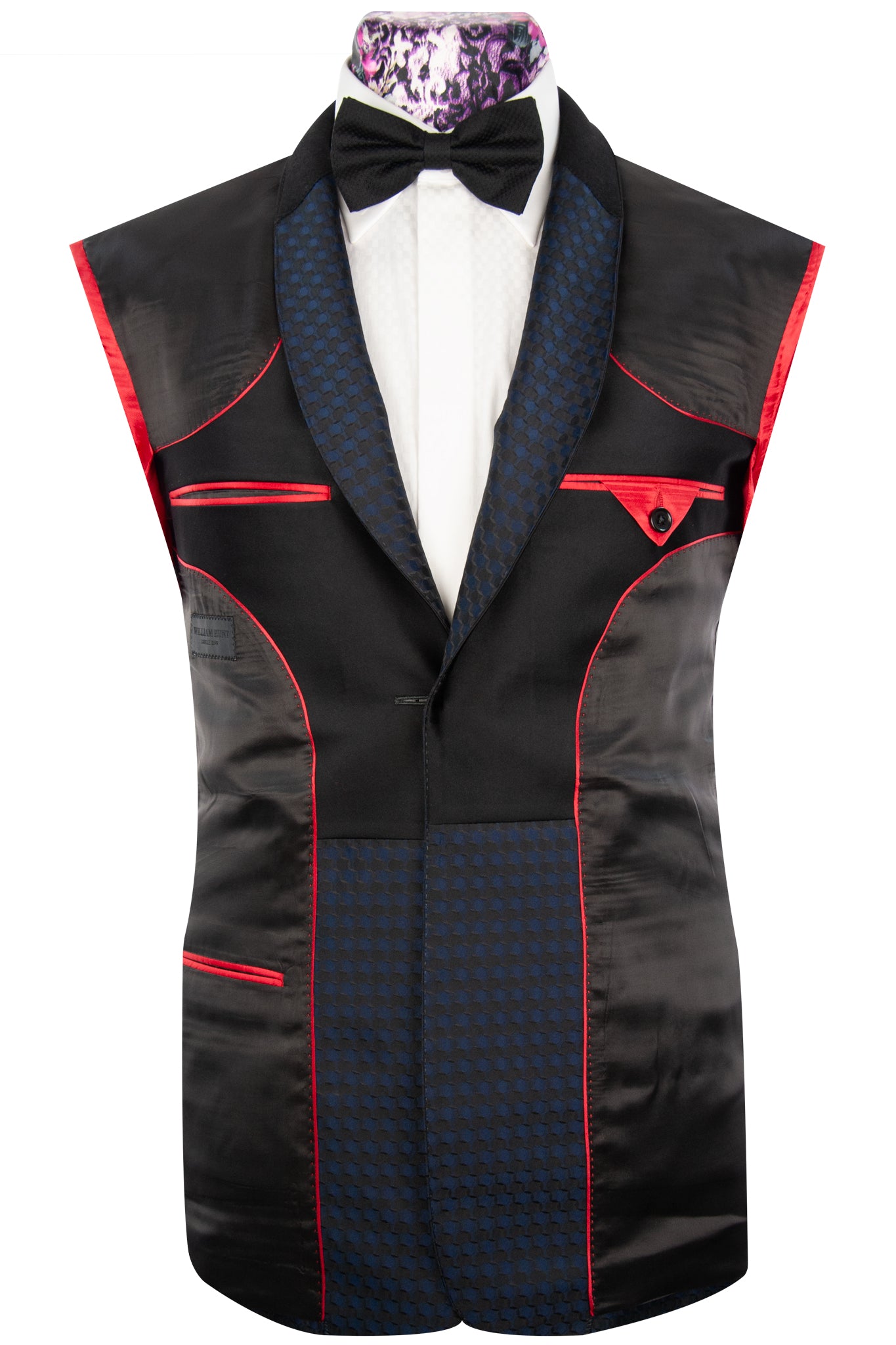 The Victoria Navy And Black Pattern Shawl Dinner Suit