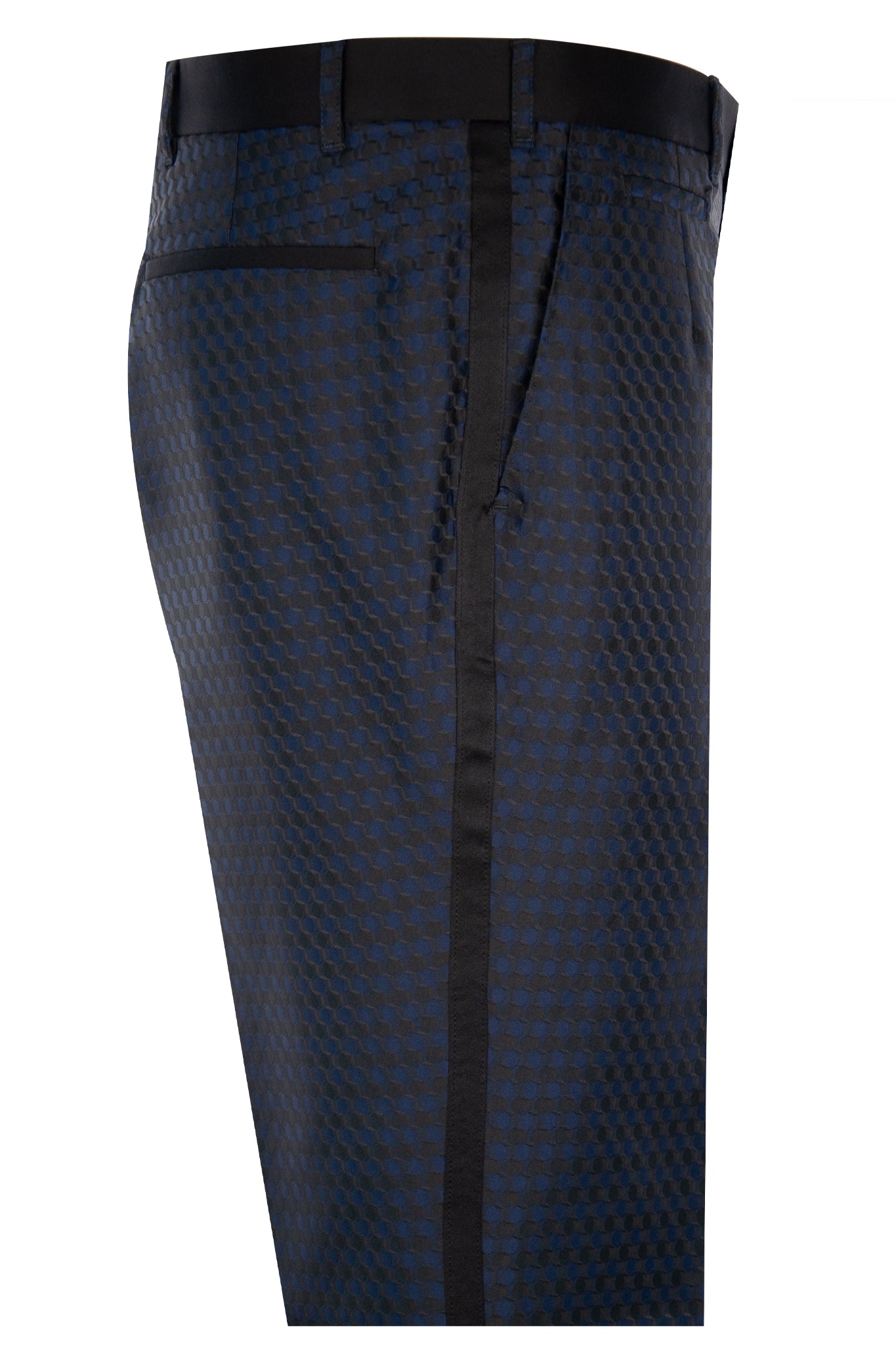The Victoria Navy And Black Pattern Shawl Dinner Suit