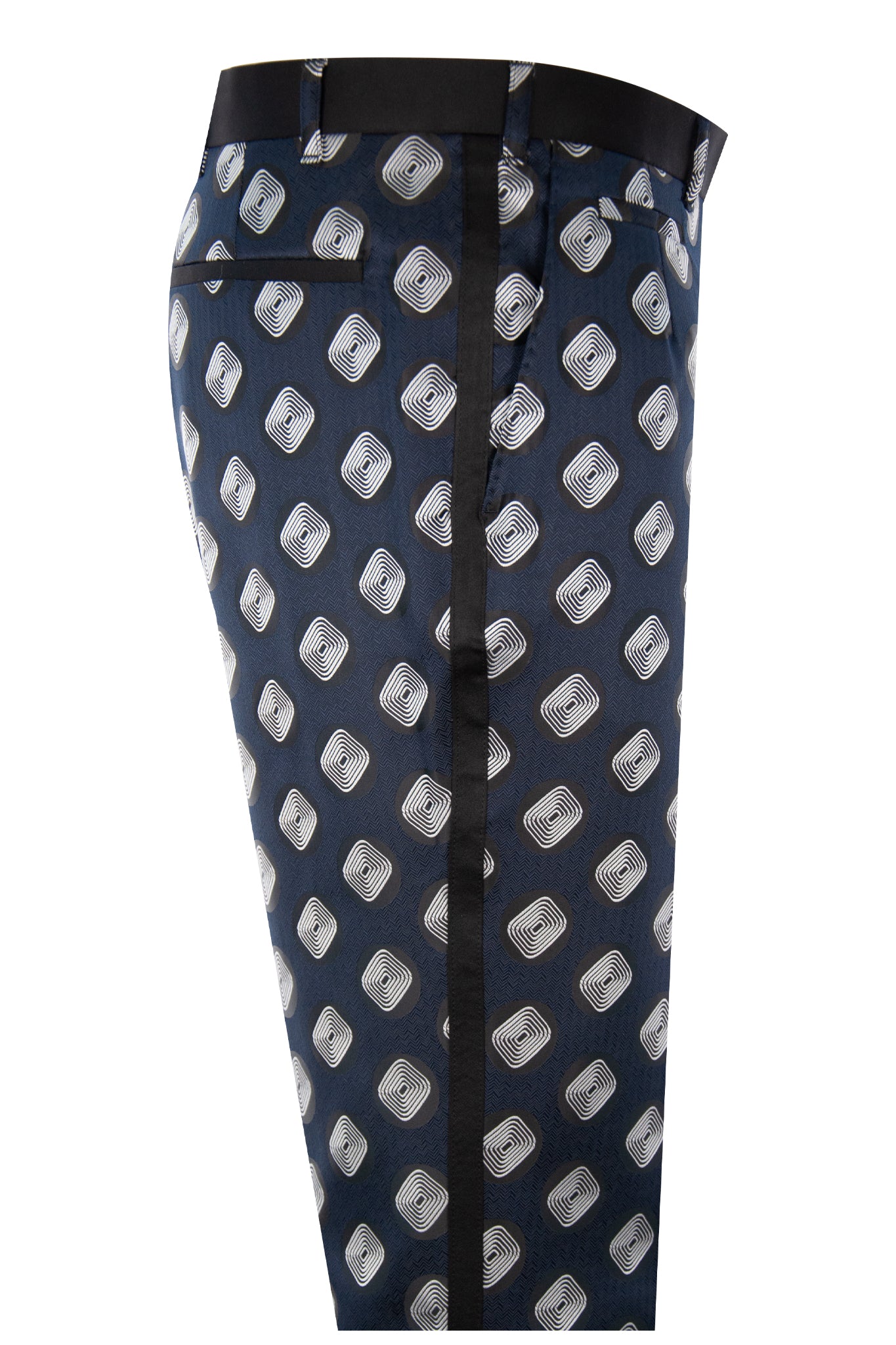 The Gideon Navy And White Pattern Shawl Dinner Suit