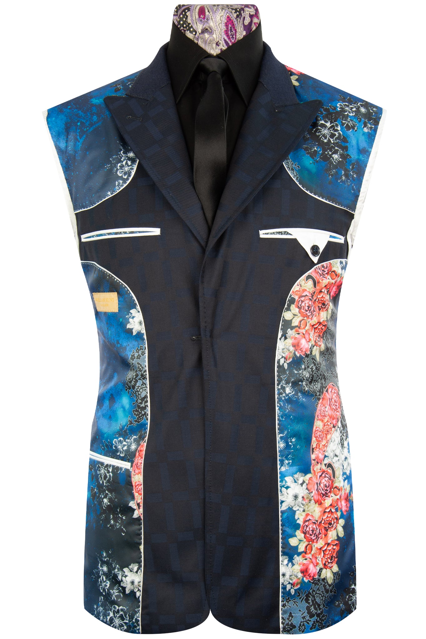 The Anderson Black Blue Cross Pattern Suit