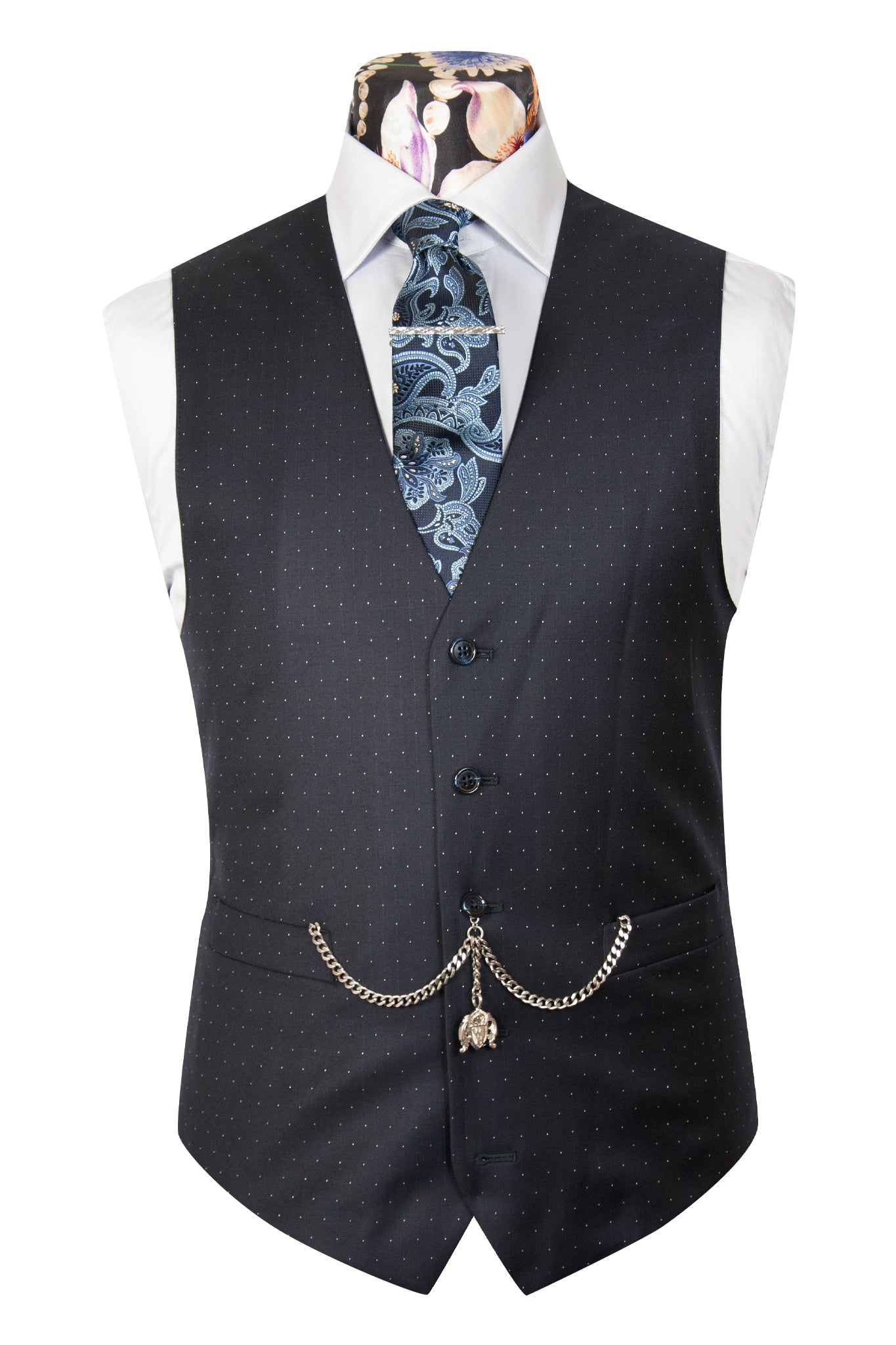 The Goldhawk Navy Blue Pin Dot Suit