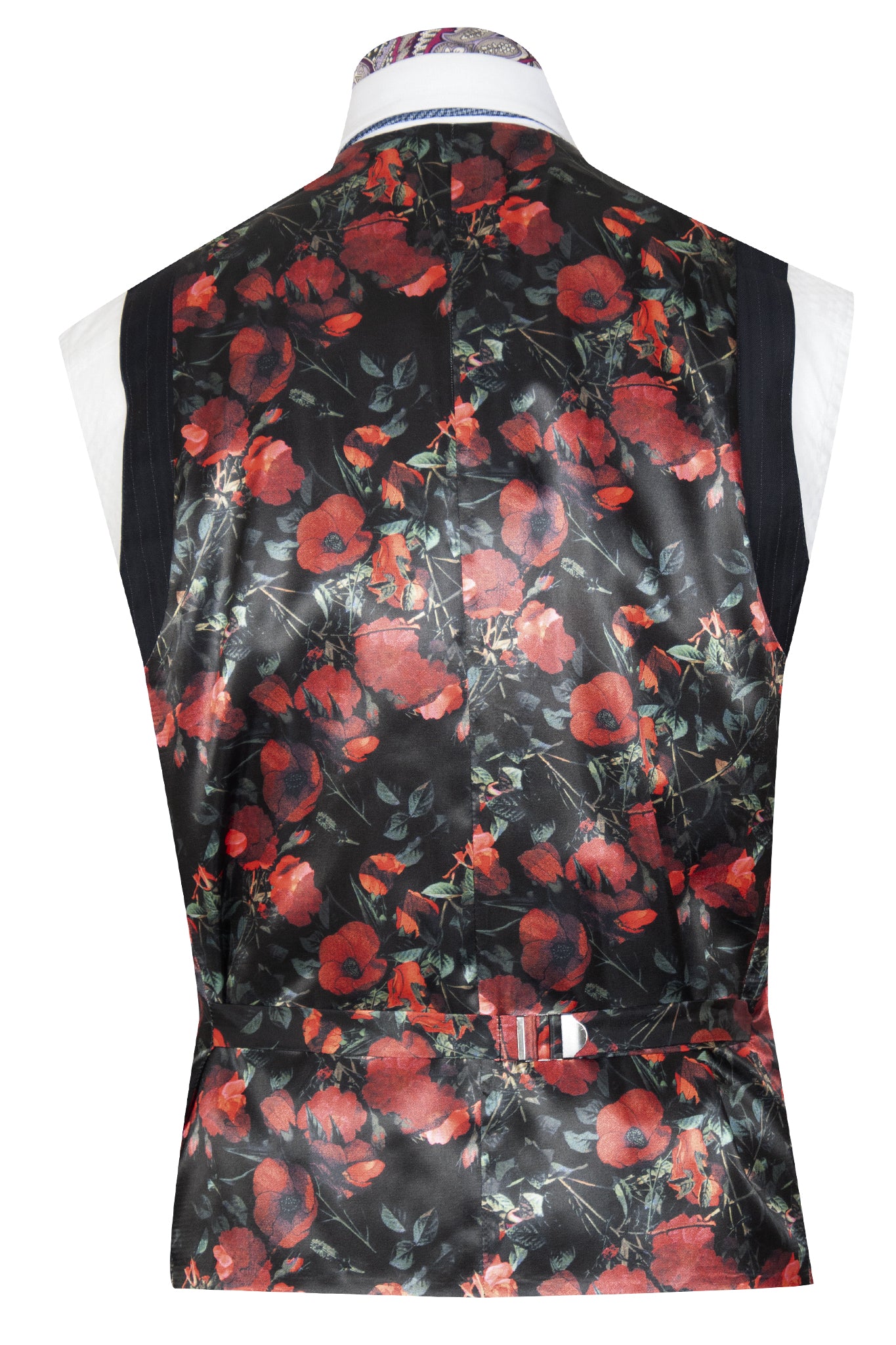 The Michigan Purple Label Red/Blue Pinstripe Suit Back Waistcoat