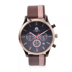 Brown and Pink Leather Strap Stainless Steel Watch