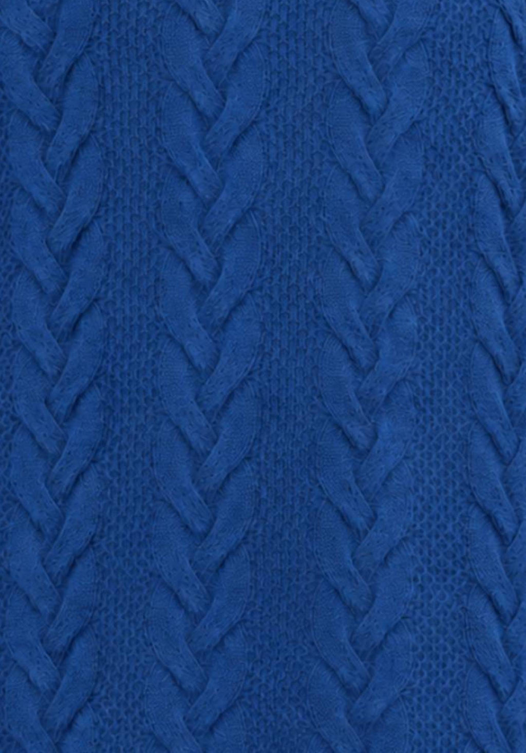 Venetian Blue Lambswool Cable Knit Crew Neck Sweater