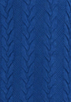 Venetian Blue Lambswool Cable Knit Crew Neck Sweater