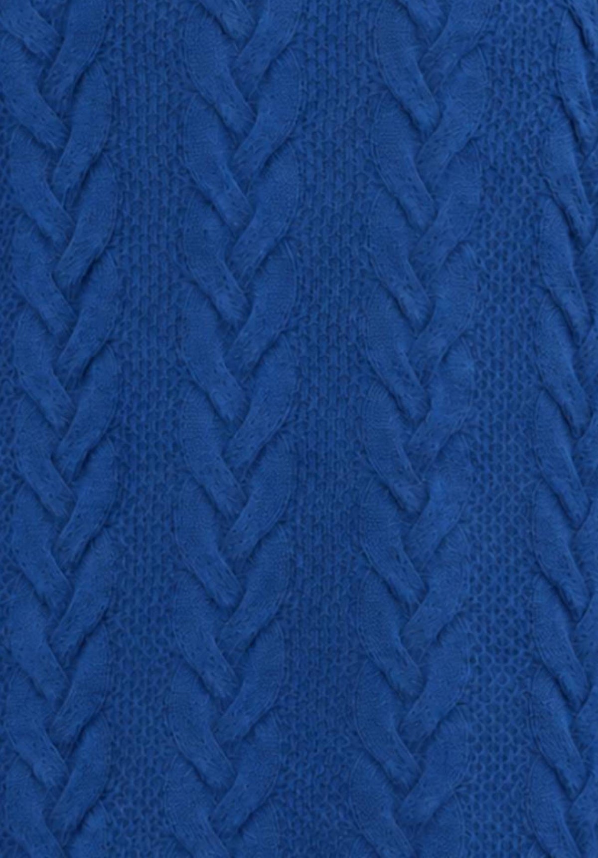 Venetian Blue Lambswool Cable Knit Crew Neck Sweater