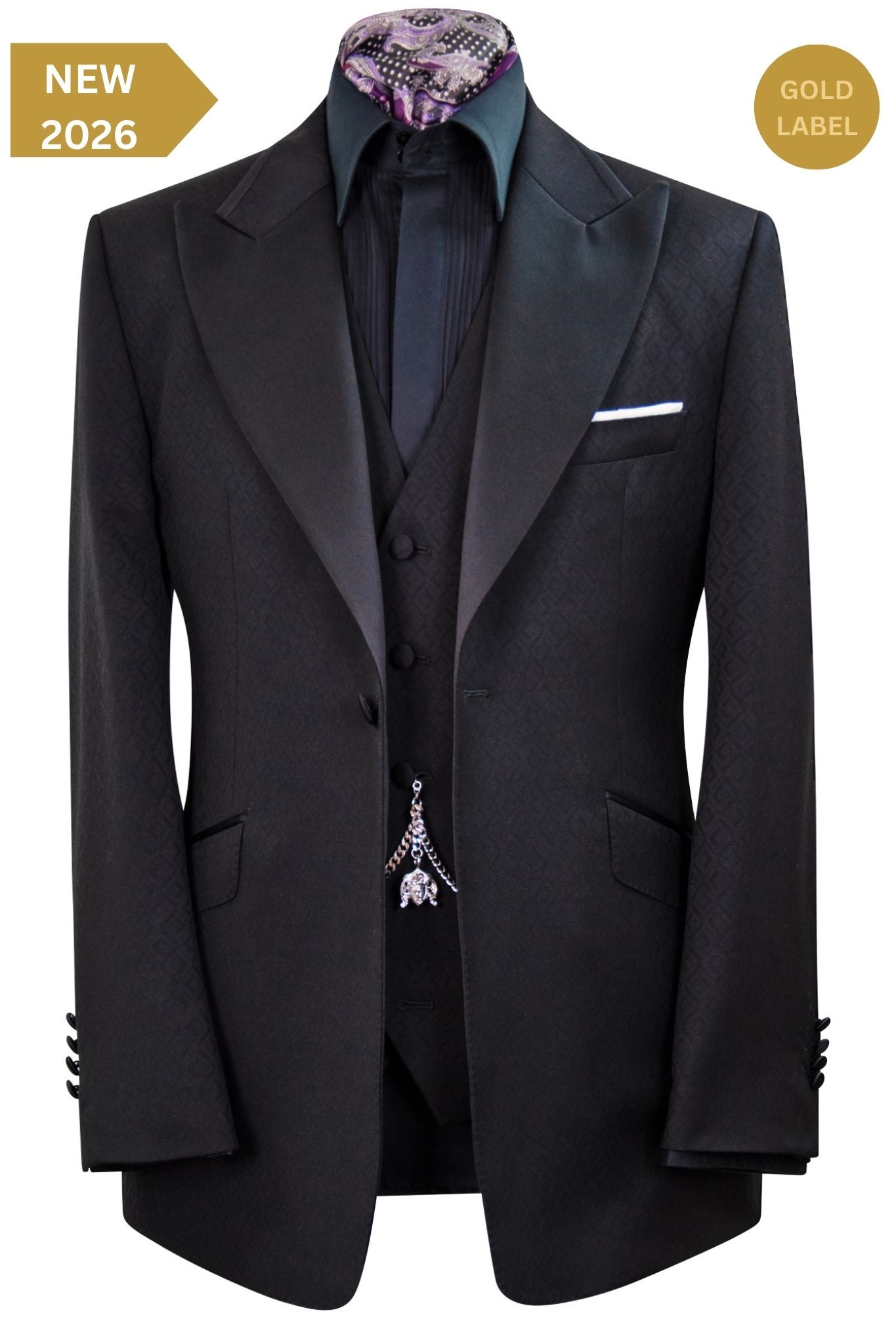 The Ashbourne Black Pattern Dinner Suit