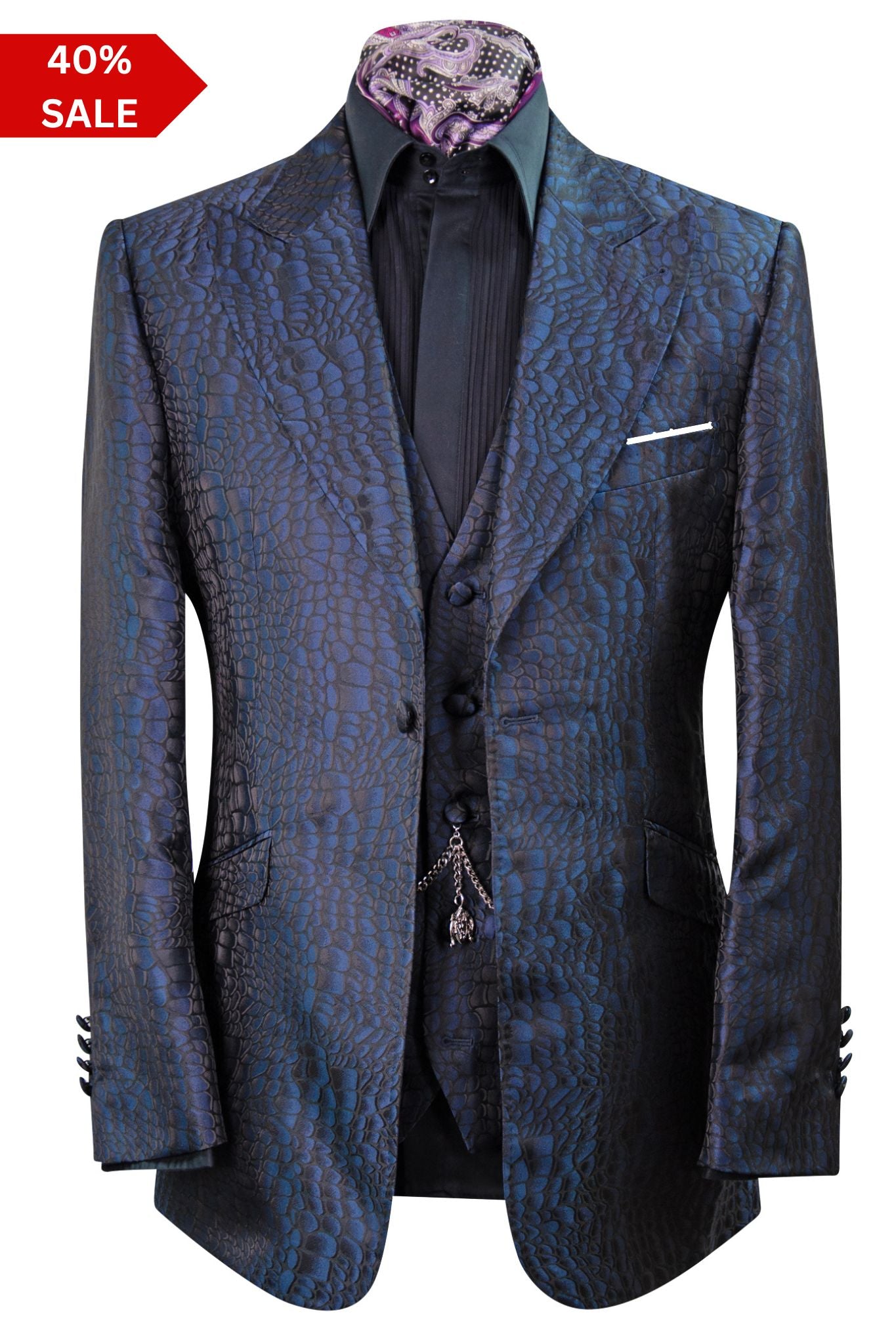 The Ravensbury Navy and Black Pattern Suit