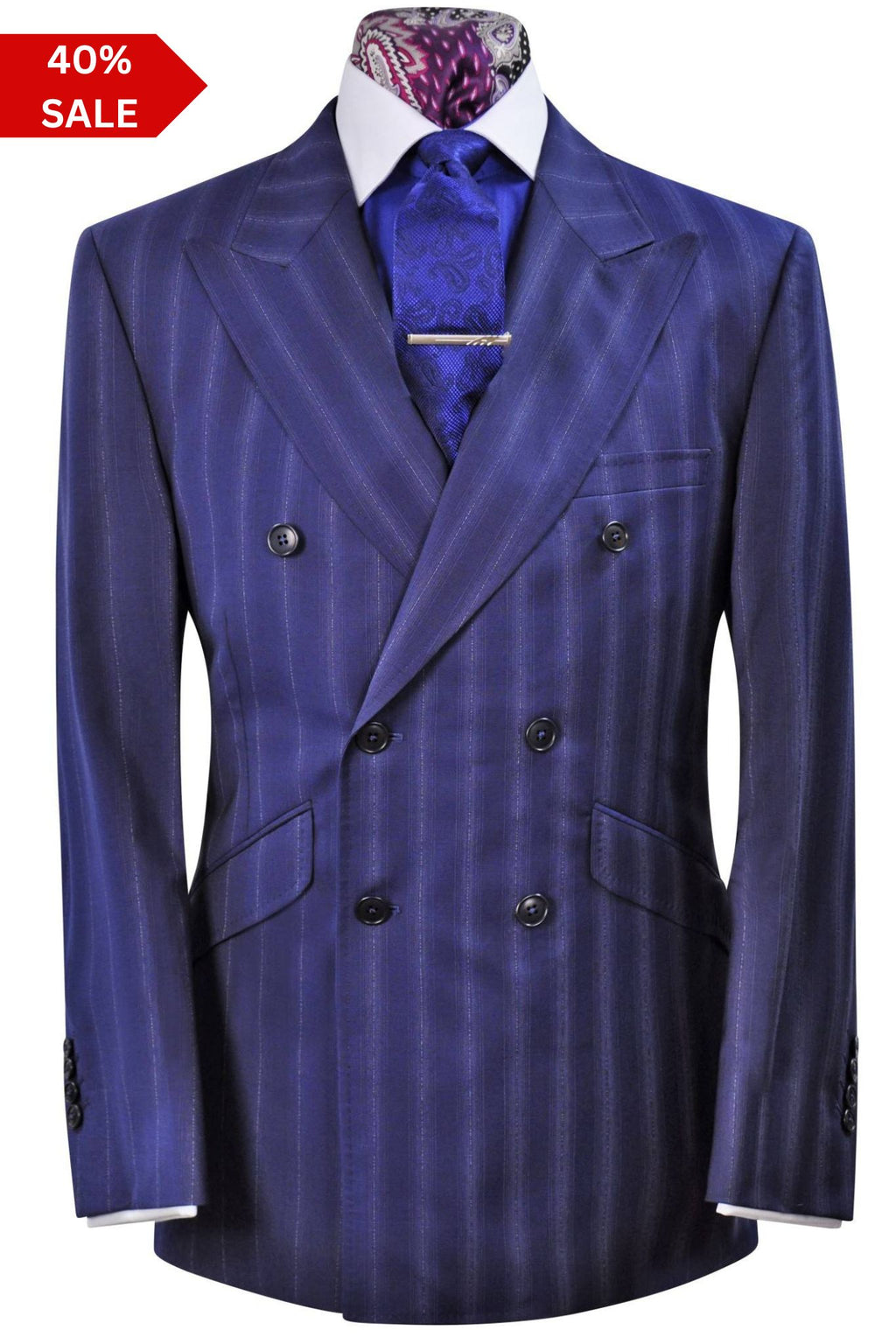 The Regent Navy With White Pinstripe Suit