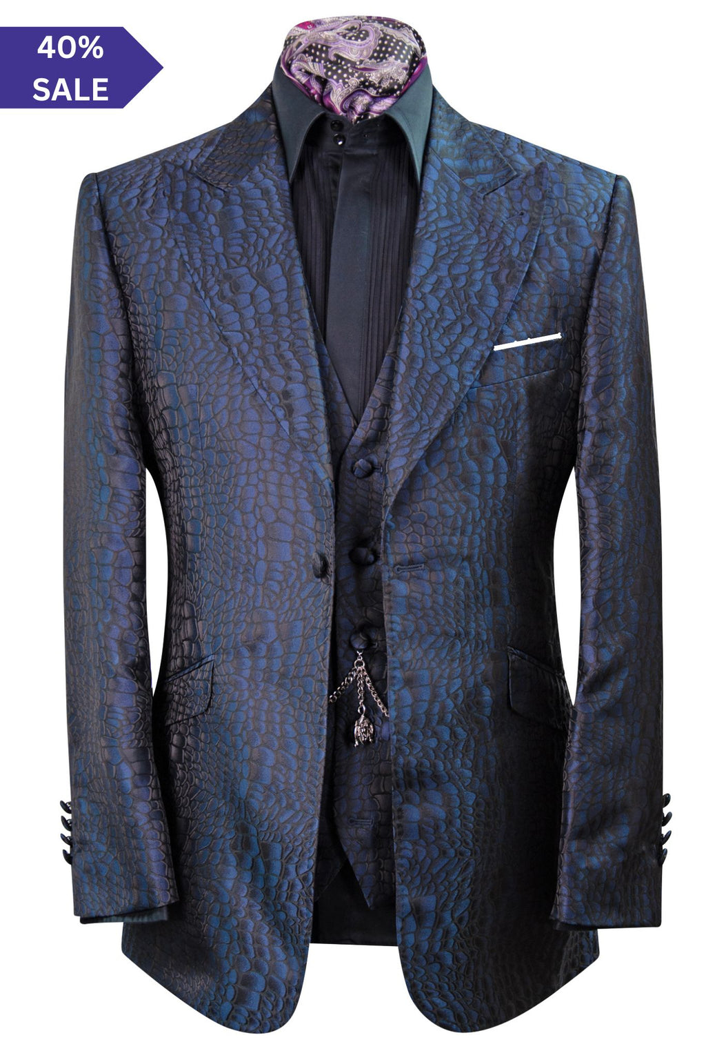 The Ravensbury Navy and Black Pattern Suit