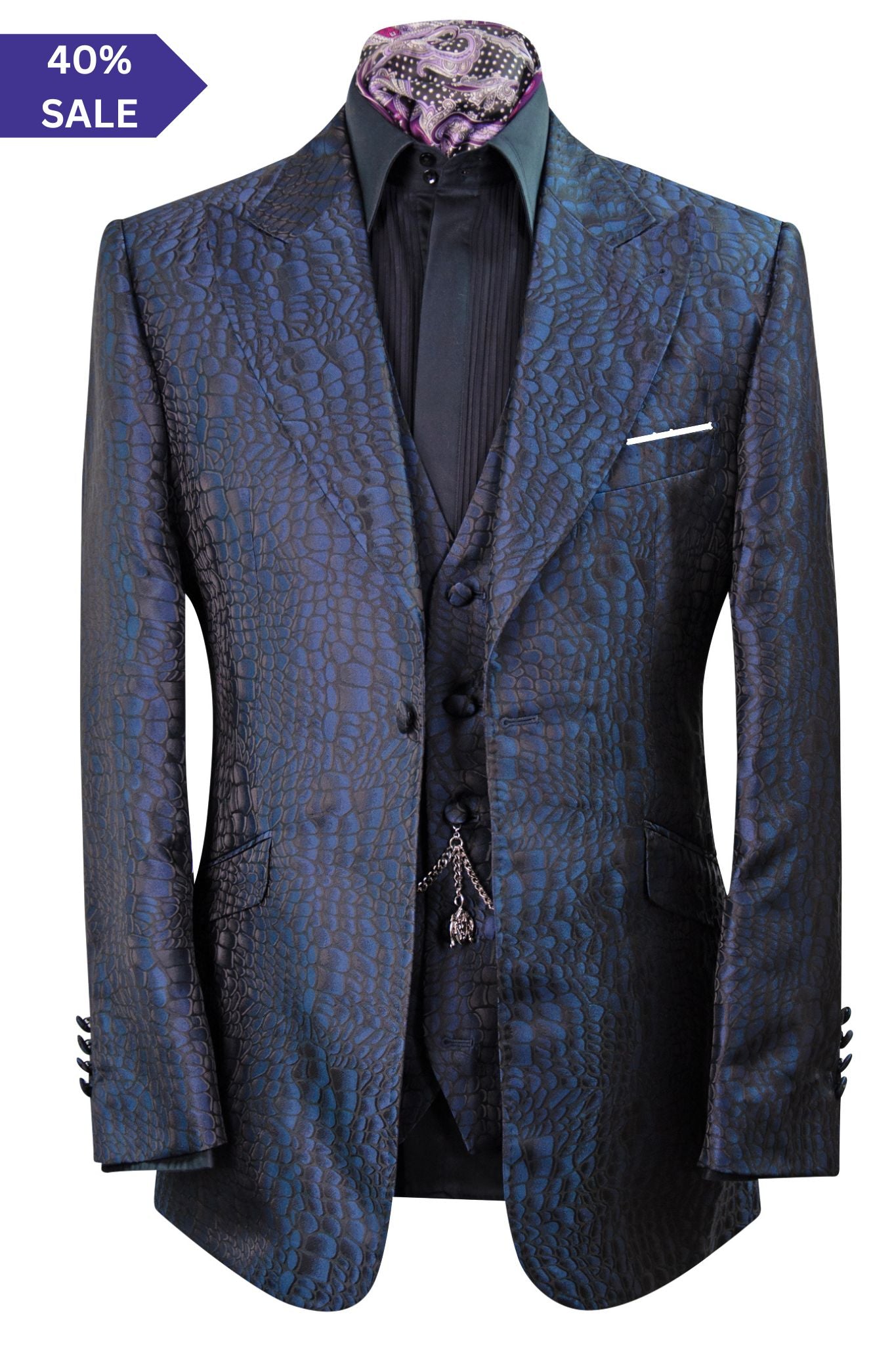 The Ravensbury Navy and Black Pattern Suit