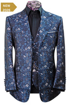 The Belgrave Navy with Light Blue Floral Suit