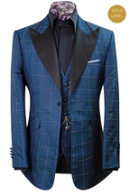 The Ashbury Navy and Green Checked Dinner Suit
