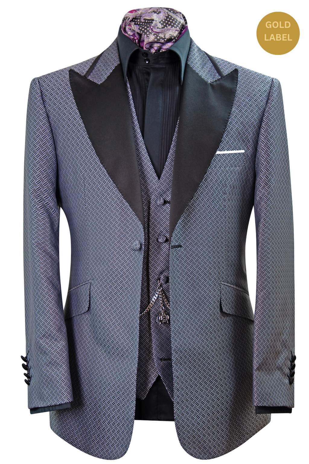 The Wickford Black and White Geometric Dinner Suit