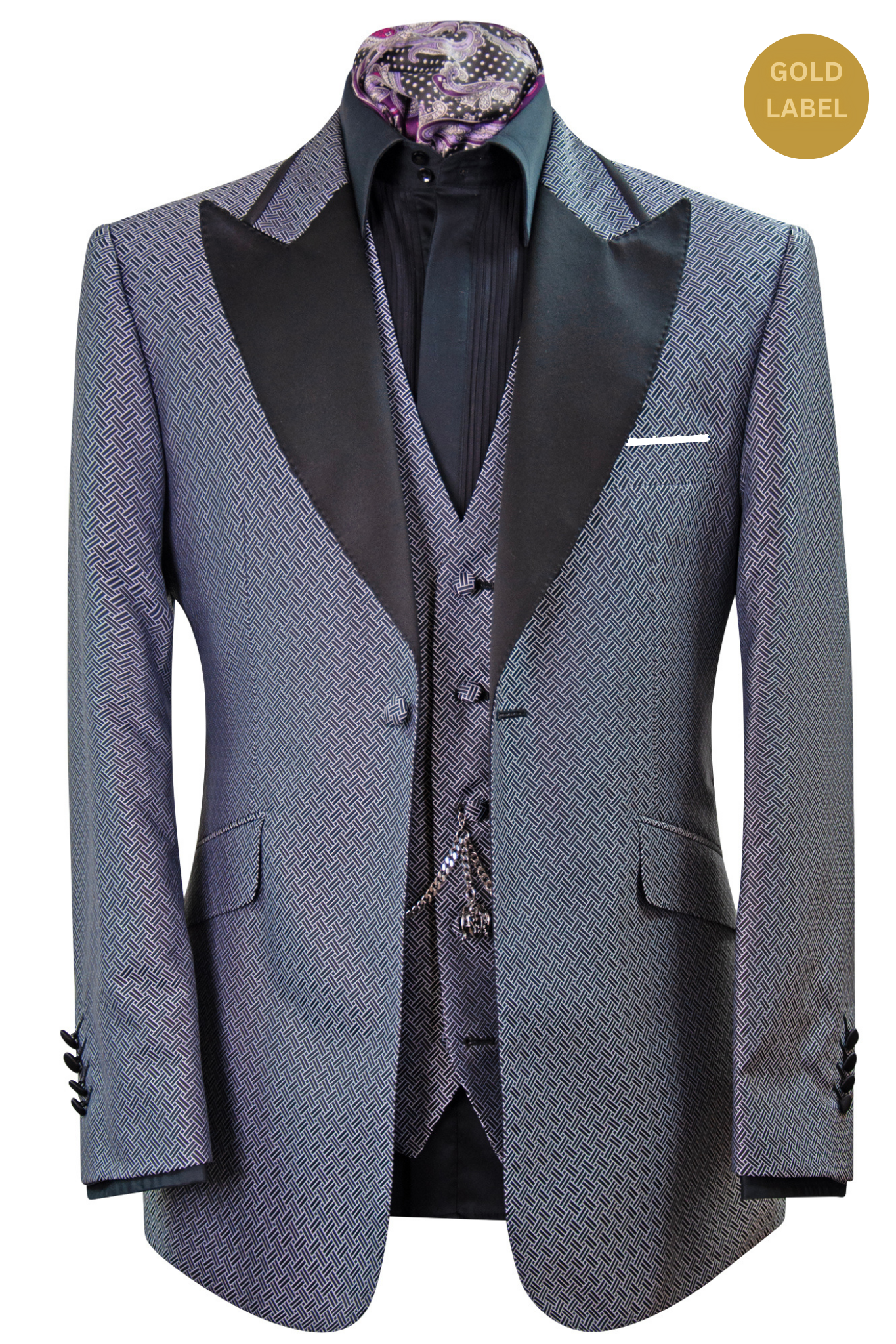 The Wickford Black and White Geometric Dinner Suit