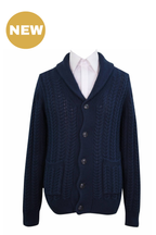 Navy Shawl Cable Cardigan
