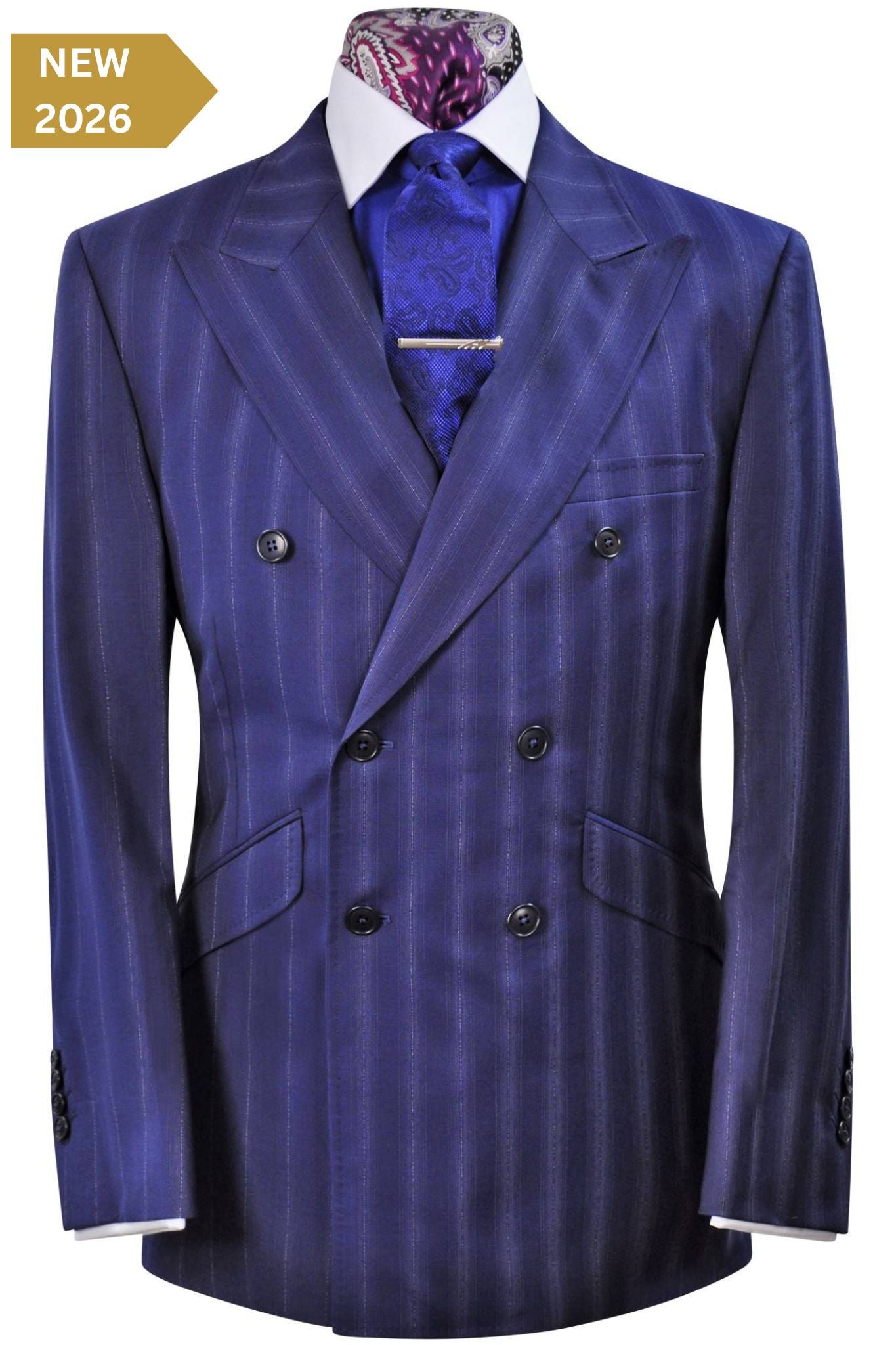 The Regent Navy With White Pinstripe Suit
