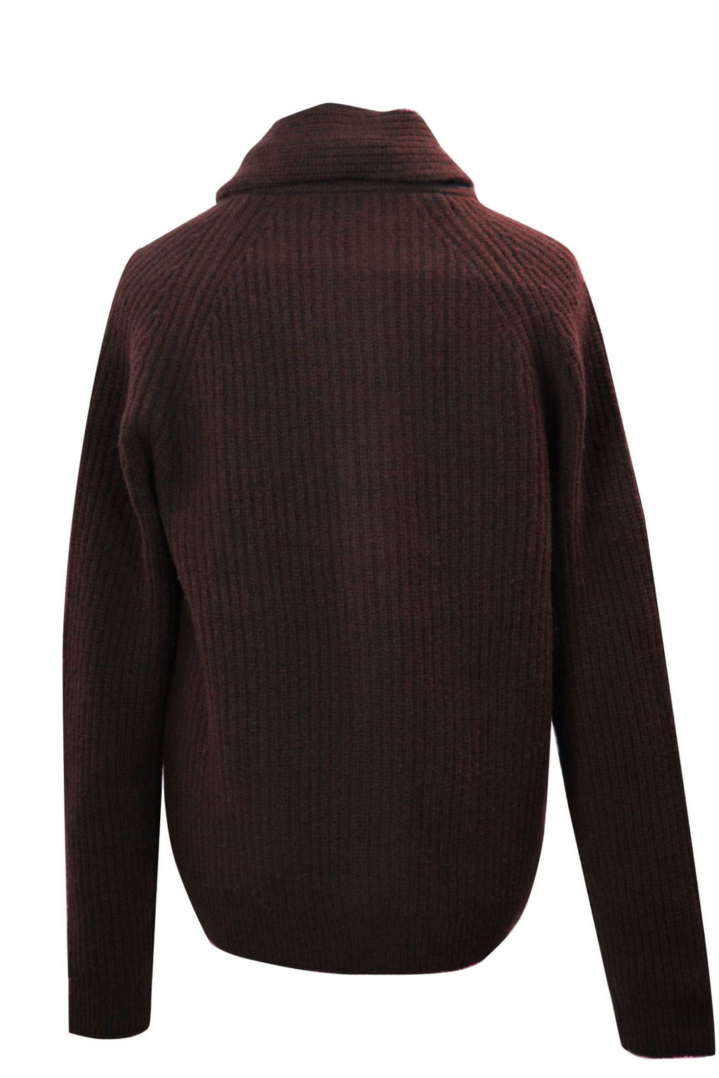 Coffee Bean Lambswool Blend Rib Shawl Cardigan