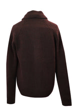 Coffee Bean Lambswool Blend Rib Shawl Cardigan