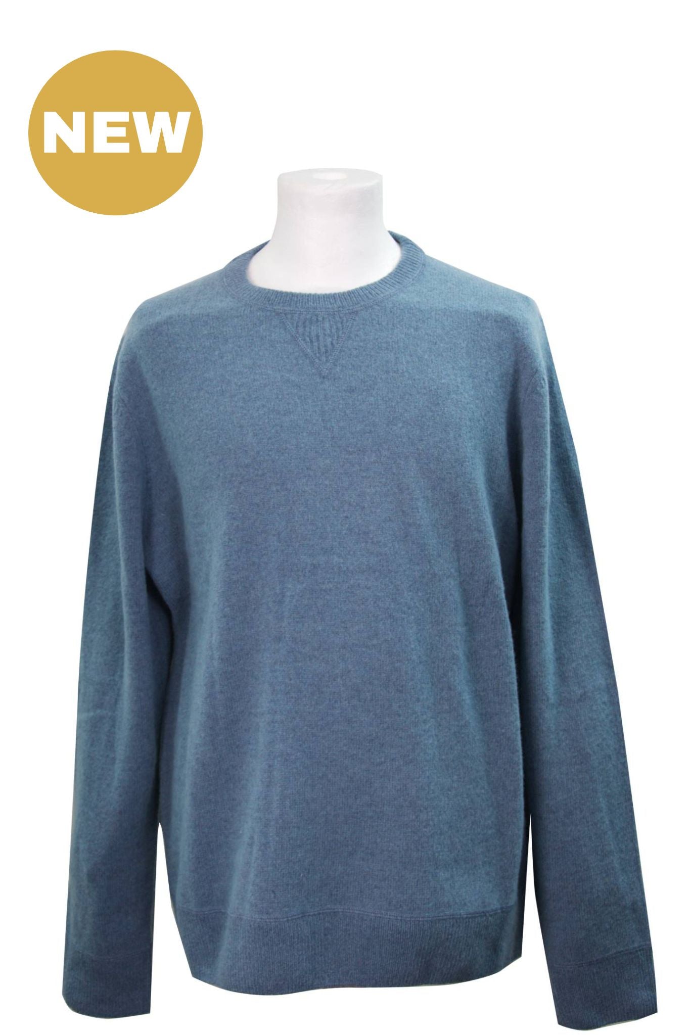 Dark Pewter Coverstitch Lambswool Blend Crew Jumper