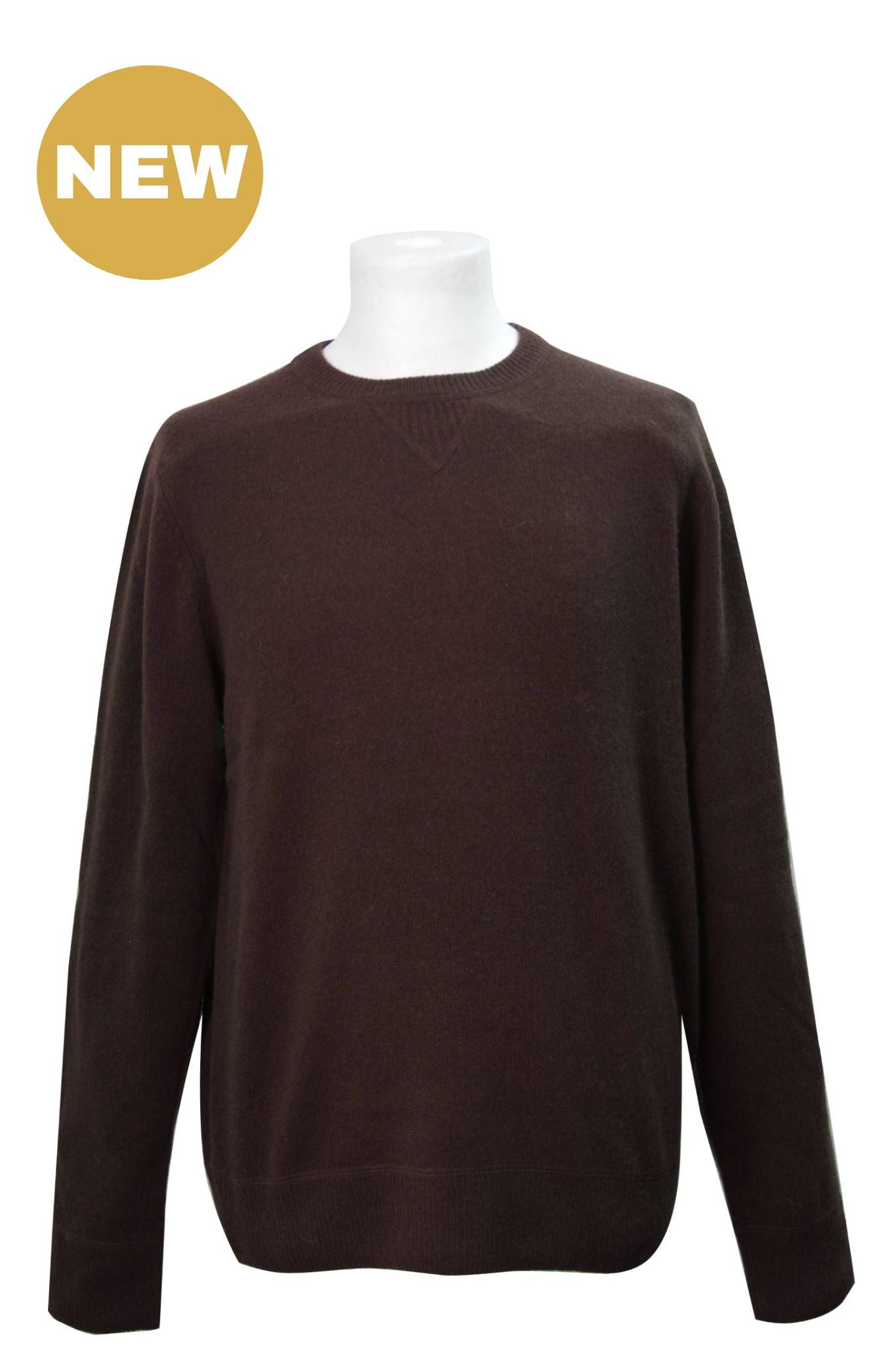 Coffee Bean Coverstitch Lambswool Blend Crew Jumper