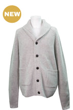 Grey Heather Lambswool Blend Rib Shawl Cardigan