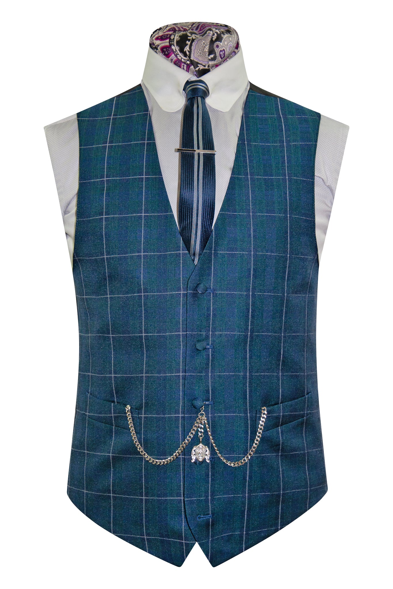The Ashbury Navy and Green Checked Dinner Suit