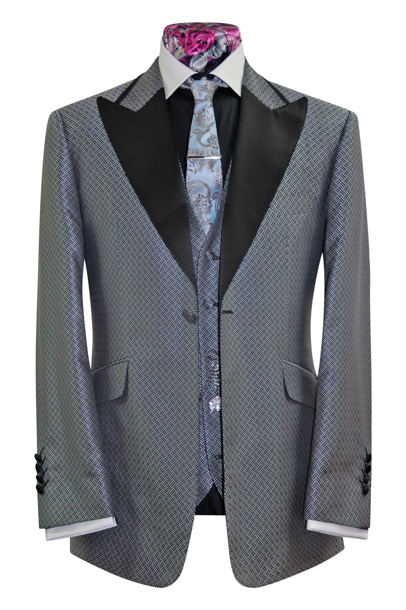 The Wickford Black and White Geometric Dinner Suit