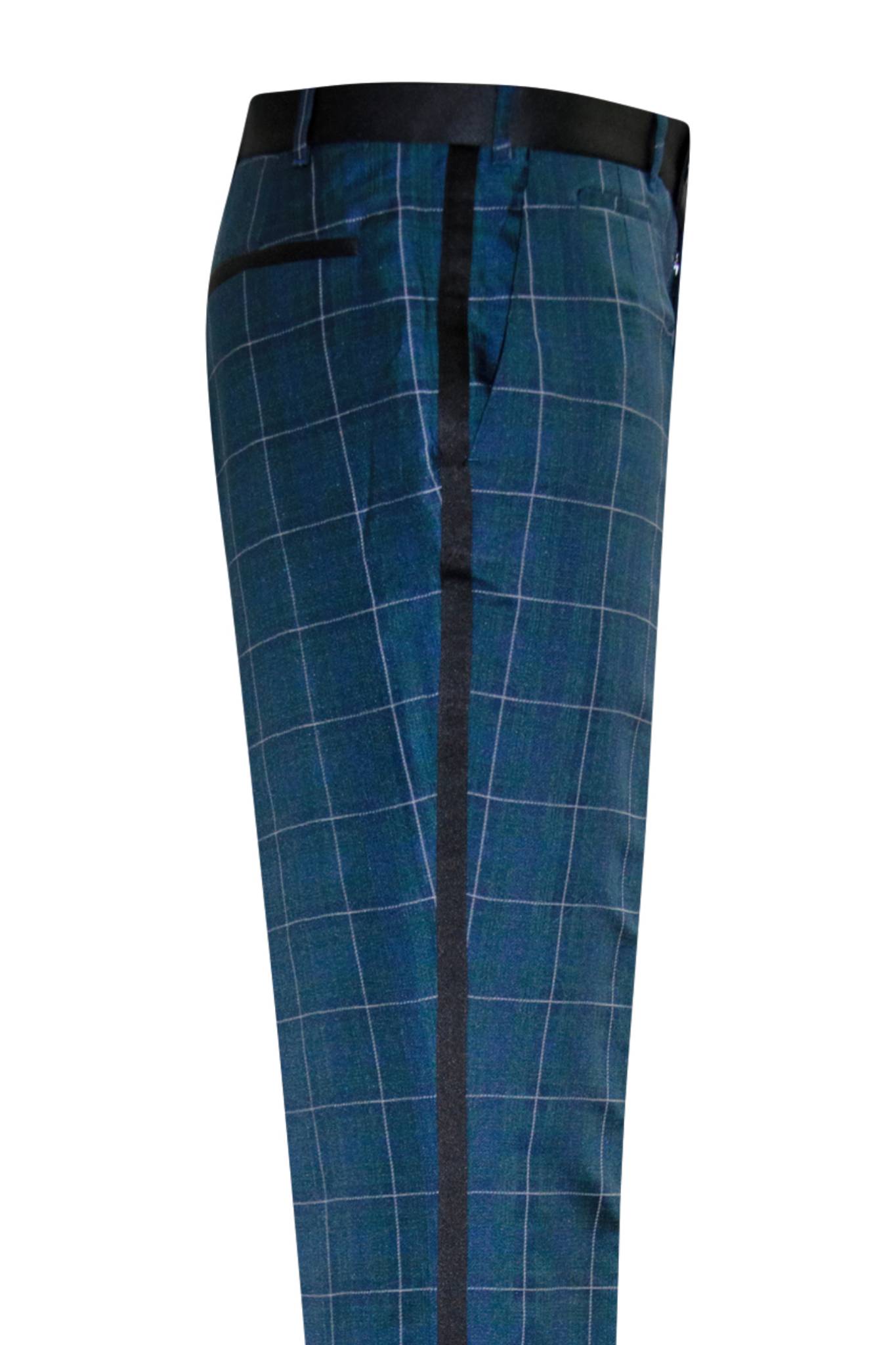 The Ashbury Navy and Green Checked Dinner Suit