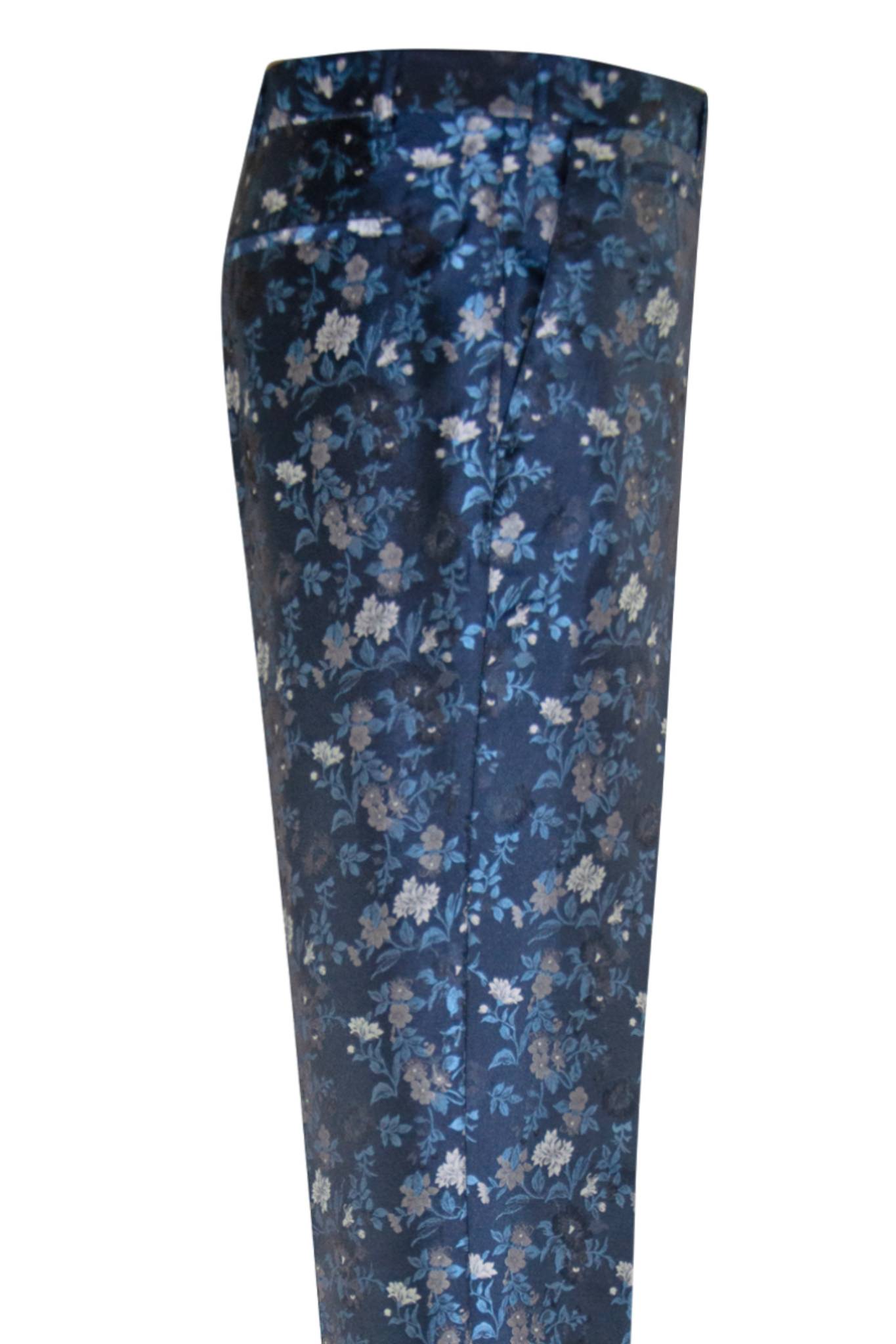 The Belgrave Navy with Light Blue Floral Suit