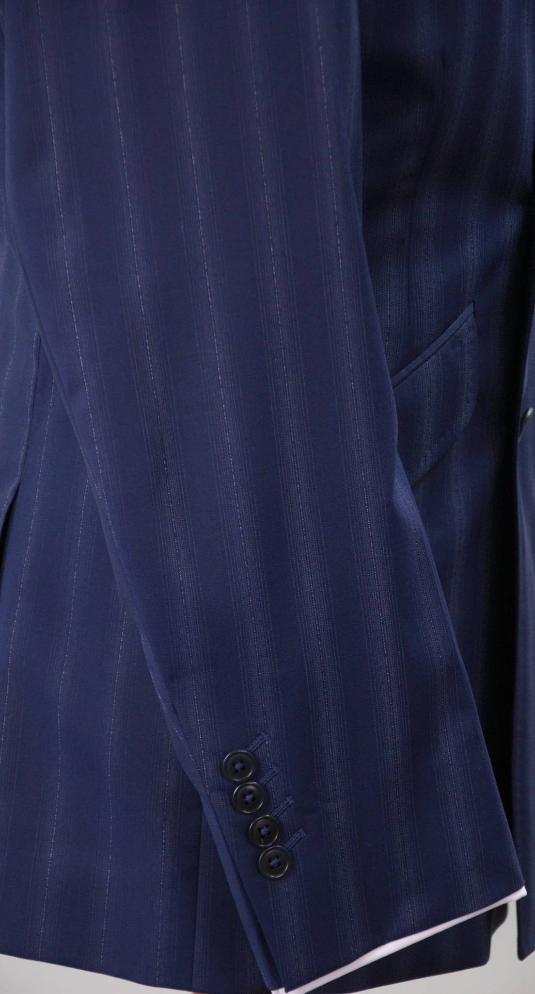 The Regent Navy With White Pinstripe Suit