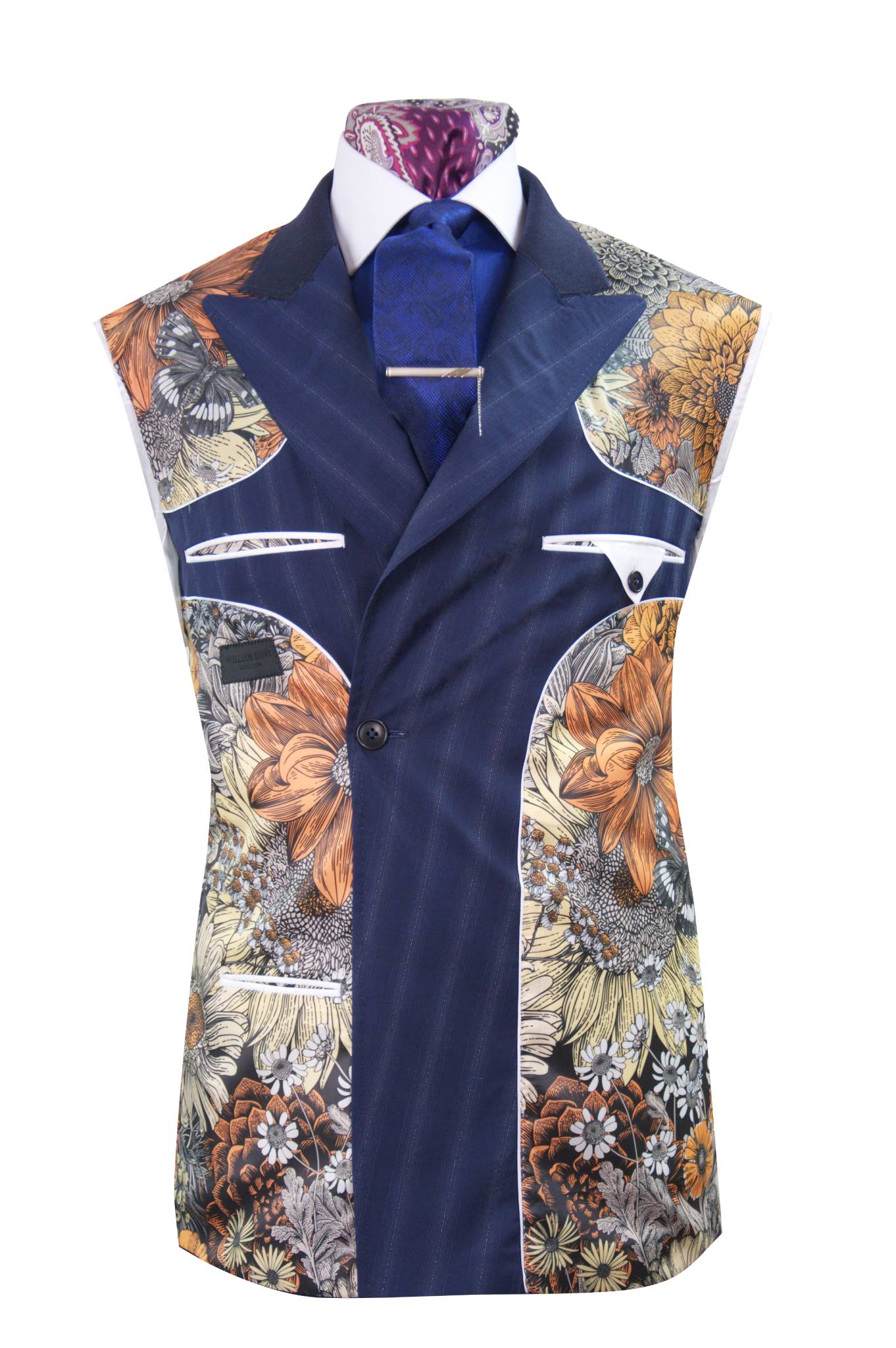 The Regent Navy With White Pinstripe Suit